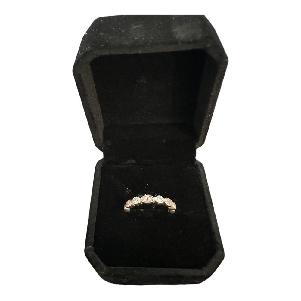 925 Sterling Silver Pink & White CZ Two Toned Ring Size 5
